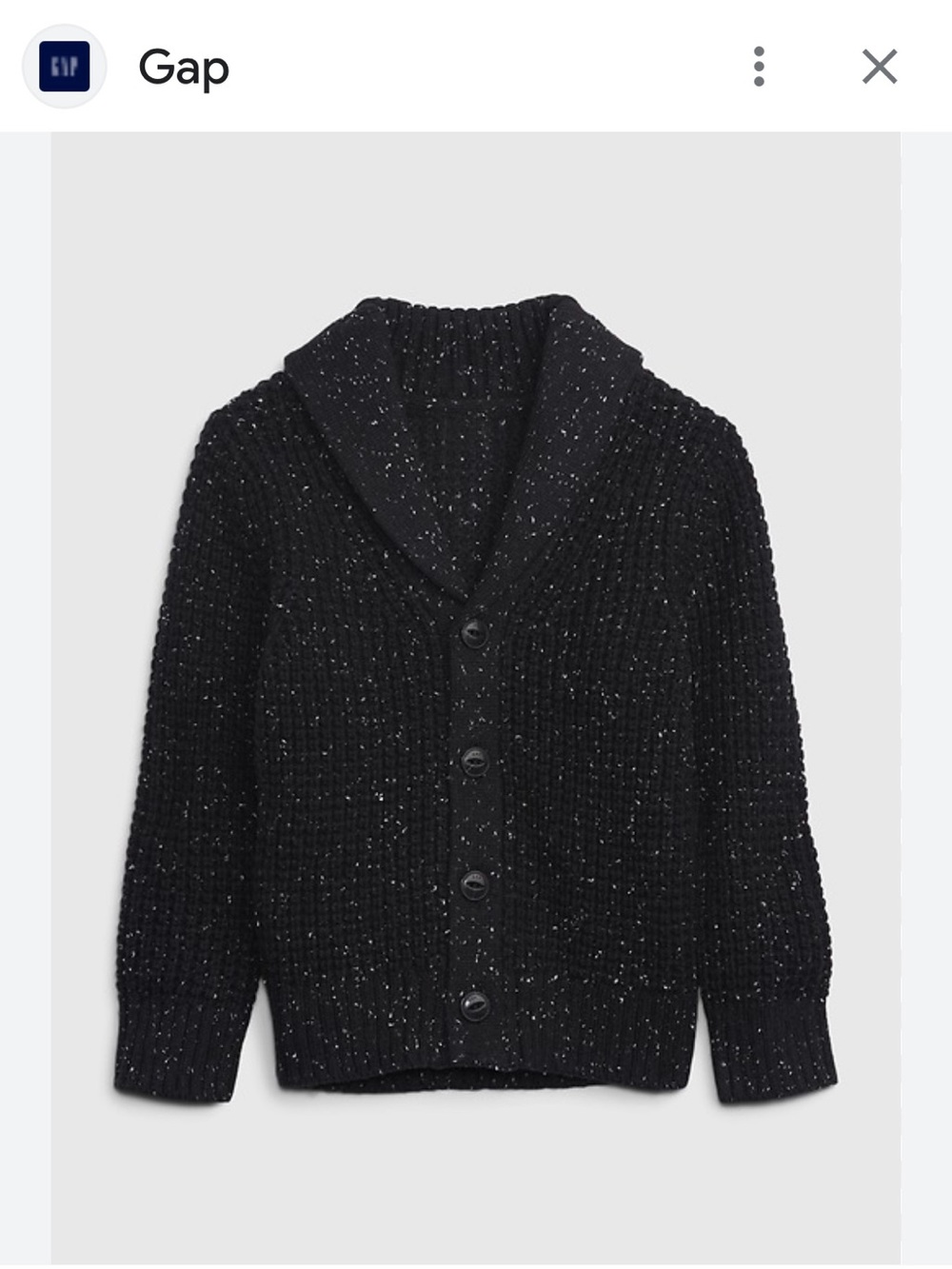 Baby GAP Black Speckled Shawl-Collar Cardigan - Size 3 years